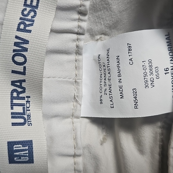 New Gap Stretch Ultra Low Rise Boot Cut Jeans Khakis Size 16 - Picture 3 of 11